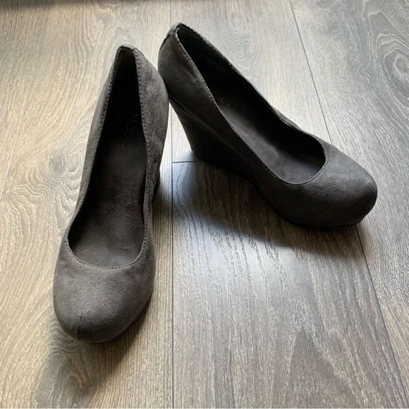 ALDO Women's Wedge Shoes Suede y2k 2000s Vintage Gray Size 8 - Picture 3 of 10